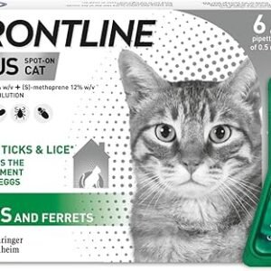FRONTLINE Plus Flea & Tick Treatment for Cats & Ferrets – 6 Pipettes