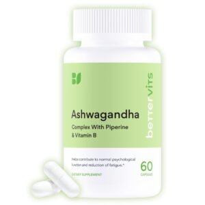 Bettervits Organic KSM-66 Ashwagandha 800mg with Vitamin B – 60 Capsules