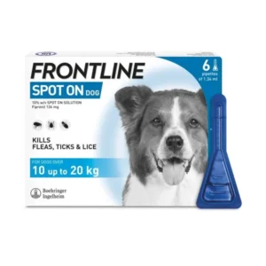 FRONTLINE Spot On Flea & Tick Treatment for Medium Dogs 10–20kg – 6 Pipettes