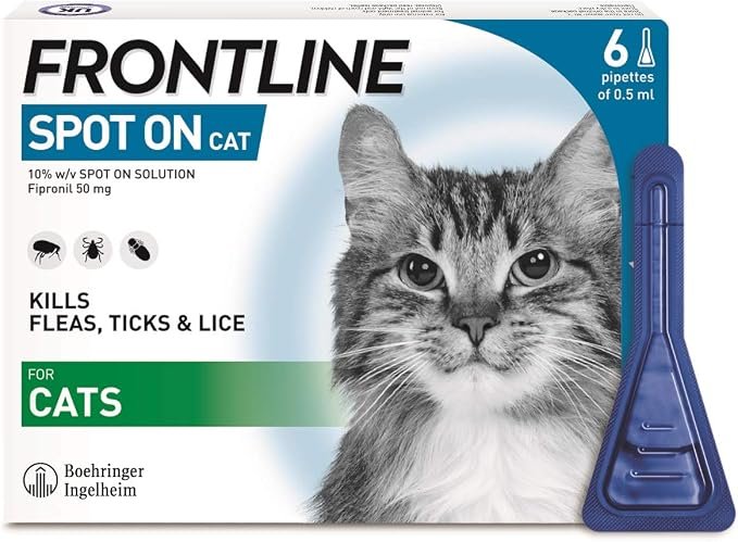 FRONTLINE Spot On Flea & Tick Treatment for Cats – 6 Pipettes & Large Dogs 20–40kg – 3 Pipettes
