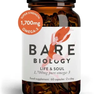 Bare Biology Life & Soul Omega 3 – Super Strength Fish Oil – 60 Capsules