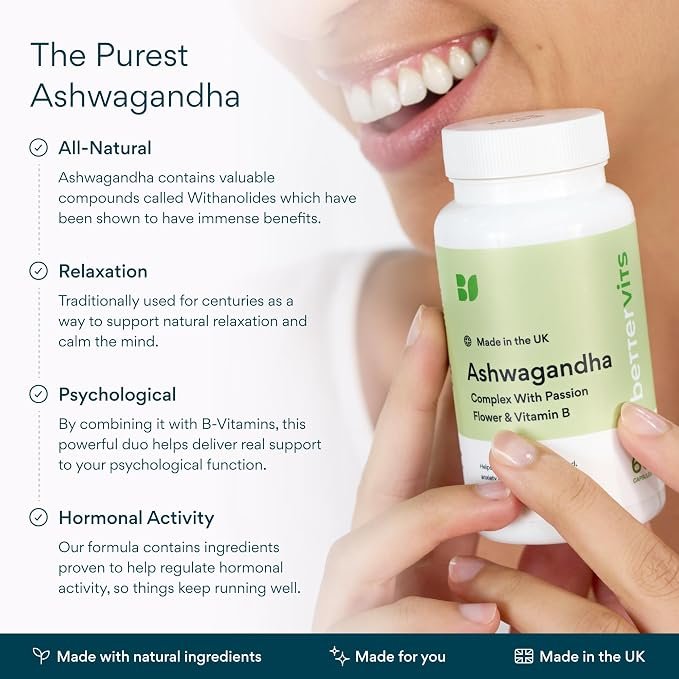 Bettervits Organic KSM-66 Ashwagandha 800mg with Vitamin B – 60 Capsules - Image 5