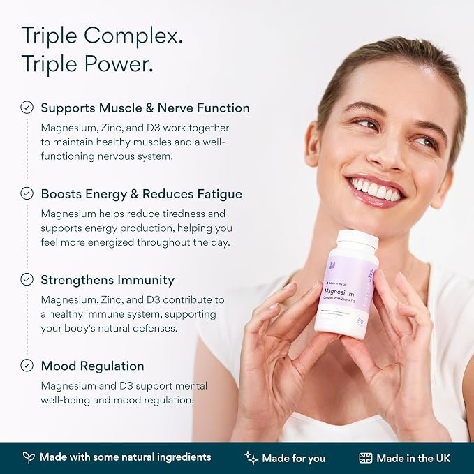 Bettervits Magnesium Glycinate Complex with Citrate, Malate, Zinc & Vitamin D3 - Image 2