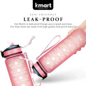 Kmart 1L Pink Sports Bottle Time Marker Leak-Proof 32oz